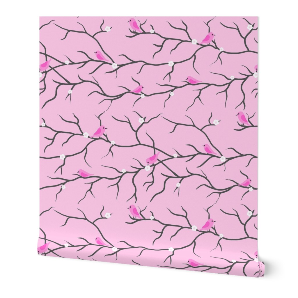 Pink Birds on Branches