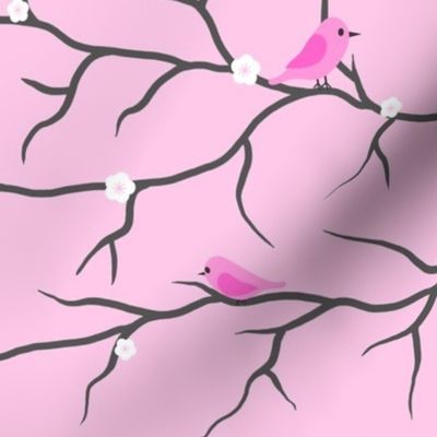 Pink Birds on Branches