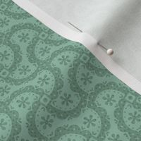 Scallop Ribbon and Flower Motif Soft Green