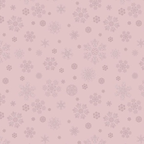 Winter pastel pink luxury pattern with golden snowflakes