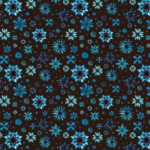 Teal and brown abstract floral pattern