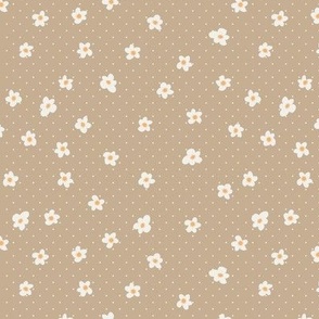 Little One: Brown & White Ditsy Floral