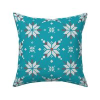 Christmas stars knit blue turquoise white red