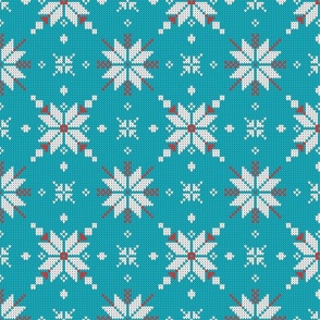 Christmas stars knit blue turquoise white red