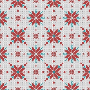 Christmas stars knit white red blue