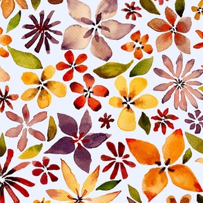 varied watercolor floral large scale - light peri