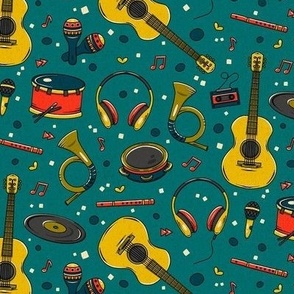 Retro Colors and Musical Instruments / Tiny Scale