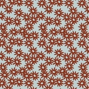 daisies - rusty red on seafoam 