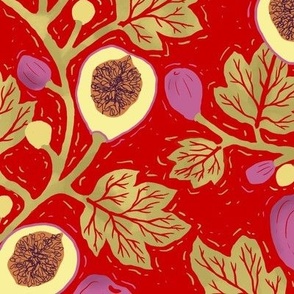 Fig branches on red (big size)