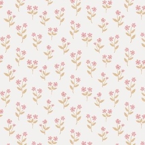 Sophia / small scale /  pink yellow floral fabric design