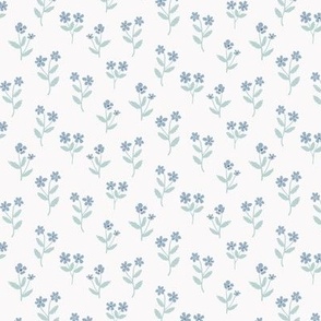 Sophia / small scale/  blue green floral fabric design