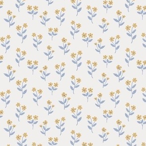 Sophia / small scale/  beige yellow blue floral fabric design