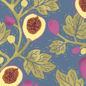 Fig branches on teal 