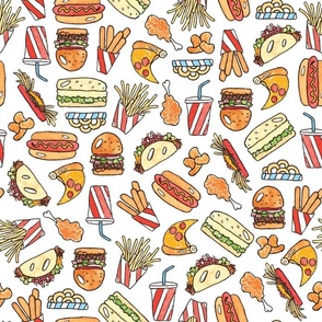 (medium) Cute fast food illustrations on white