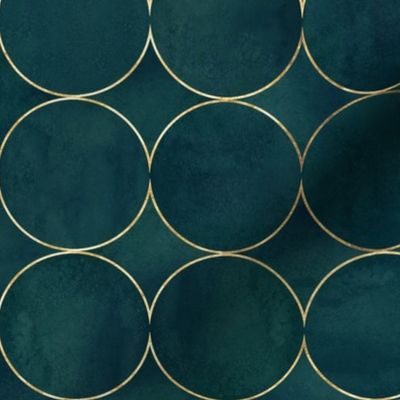 Abstract watercolor background with dark teal color circles