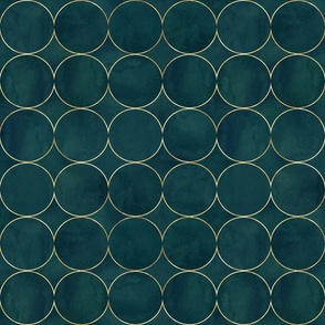 Abstract watercolor background with dark teal color circles