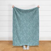 Easter Toile de Jouy:  He is Not Here for He is Risen, Soft Teal by Brittanylane
