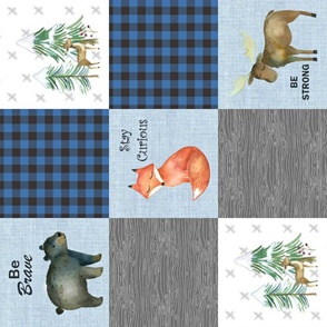 Woodland Animals Blue Rotated