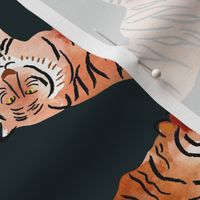 Watercolor tigers on dark background