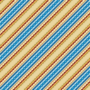 Abstract Stripes Design in Blue, Red & Cream Large