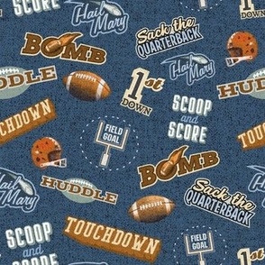 Football Lingo Sports Terms Small Scale on blue