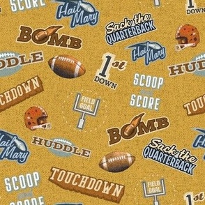 Football Lingo Sports Terms Small Scale on golden yellow.