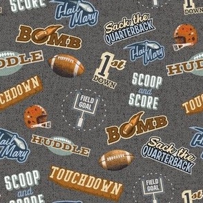 Football Lingo Sports Terms Small Scale on gray.