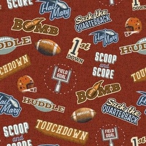 Football Lingo Sports Terms Small Scale on Red