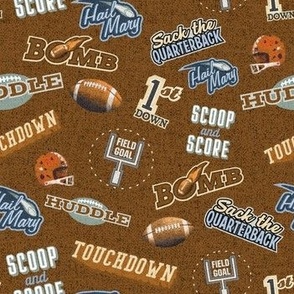 Football Lingo Sports Terms Small Scale on Rust Terra Cotta