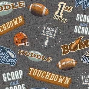 Football Lingo Sports Terms Large Scale on  gray