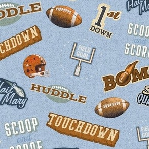 Football Lingo Sports Terms Large Scale on light blue