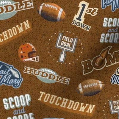 Football Lingo Sports Terms Large Scale on rust terra cotta
