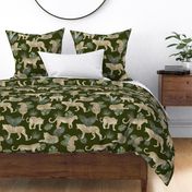 Leopard Tropical Leaves Safari Animal Jungle on Dark Green - Large