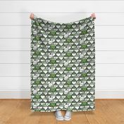 Cat Noodle Large- Forest Green and White Cute Cats Fabric- Kawaii Ramen Pets- Japanese Novelty Pet