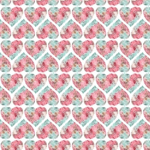 Watercolor hearts pink mint - 4" small