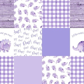 purple dino patchwork 6 inch square