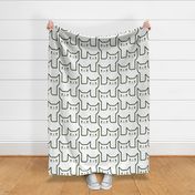 Continuous Line Cats Forest Green- Neutral Geometric Minimalist Cat-  Jumbo Scale Cat Lover Fabric- Extra Large- Wallpaper- Home Decor