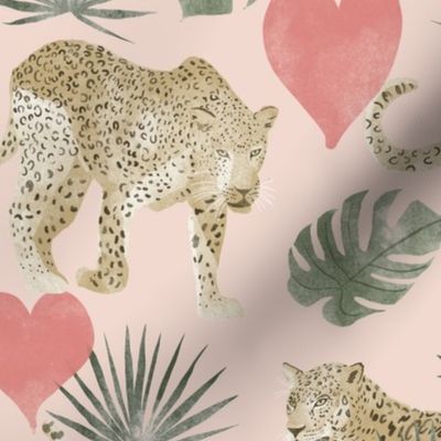 Leopards and Hearts Valentines Day - Large Pink