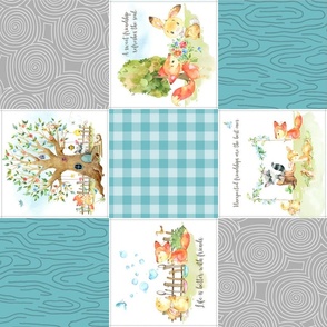 Fox + Bunny Friends Quilt Blanket (quilt A marine) Woodland Adventures Bedding // Homer and Louise collection ROTATED