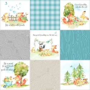 Fox + Bunny Friends Quilt Blanket (quilt A marine) Woodland Adventures Bedding // Homer and Louise collection