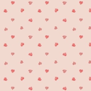 pink hearts on pink - ditsy tossed watercolor micro small