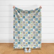 4 1/2" Fox + Bunny Friends Quilt Blanket (quilt B tahoe blue) Woodland Adventures // Homer and Louise collection ROTATED