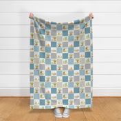 4 1/2" Fox + Bunny Friends Quilt Blanket (quilt B tahoe blue) Woodland Adventures // Homer and Louise collection