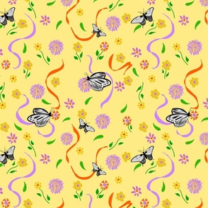 Floral butterfly swirl yellow