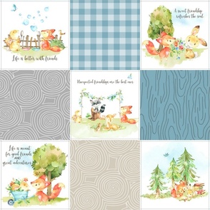 Fox + Bunny Friends Quilt Blanket (quilt B tahoe blue) Woodland Adventures // Homer and Louise collection