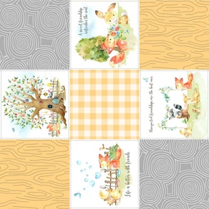 Fox + Bunny Friends Quilt Blanket (quilt C daffodil) Woodland Adventures // Homer and Louise collection ROTATED