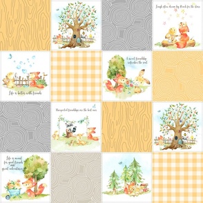4 1/2" Fox + Bunny Friends Quilt Blanket (quilt C daffodil) Woodland Adventures // Homer and Louise collection