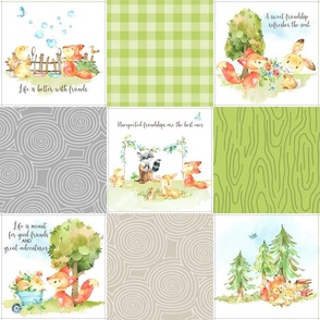 Fox + Bunny Friends Quilt Blanket (quilt D spring green) Woodland Adventures // Homer and Louise collection