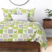 Fox + Bunny Friends Quilt Blanket (quilt D spring green) Woodland Adventures // Homer and Louise collection ROTATED