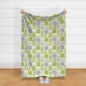 4 1/2" Fox + Bunny Friends Quilt Blanket (quilt D spring green) Woodland Adventures // Homer and Louise collection